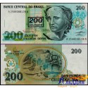 Банкнота 200 крузадо Бразилия. Надпечатка 200 крузейро