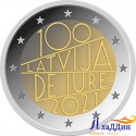 2 евро. 100-летие признания Латвии де-юре. 2021 год