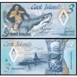 Банкнота 3 доллара Острова Кука. Пластик