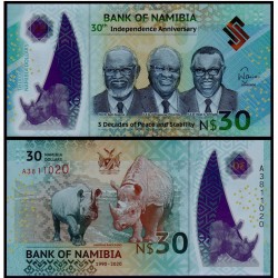 Банкнота Намибия 30 долларов 2020 год. 30 лет Независимости. Пластик