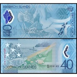 Банкнота Соломоновы Острова 40 долларов . Пластик