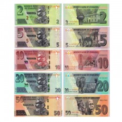 Набор из 5 банкнот Зимбабве. 2019,2020 гг.
