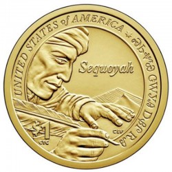 Монета 1 доллар Секвойя, изобретатель слоговой азбуки народа чероки. 2017 год