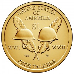 Монета 1 доллар Солдатские каски индейцев-радистов. 2016 год
