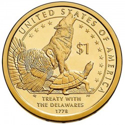 Монета 1 доллар. Договор с делаварами. 2013 год