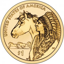 Монета 1 доллар. Индеец с лошадью. 2012 год