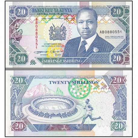 Банкнота 20 шиллингов Кения. 1993 год