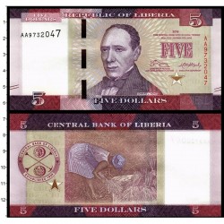 Банкнота 5 долларов Либерия. 2016 год