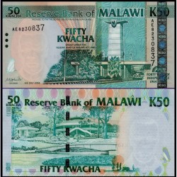 Банкнота Малави 50 квача. 2004 год
