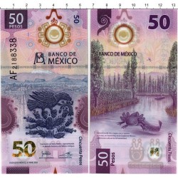 Банкнота 50 песо Мексика. 2021 год. ПЛАСТИК