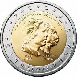 2 евро Люксембург.Великий Герцог Анри и Великий Герцог Адольф. 2005 год