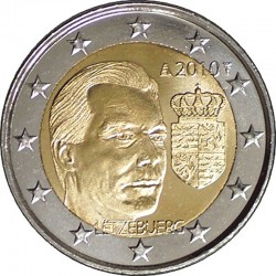 2 евро Люксембург. Герб Великого Герцога Люксембурга. 2010 год