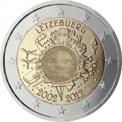 2 евро Люксембург. 10 лет наличному обращению евро. 2012 год