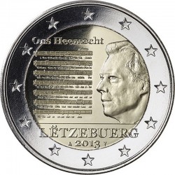 2 евро Люксембург. Национальный гимн. 2013 год