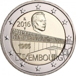 2 евро Люксембург.50-летие моста Великой Герцогини Шарлотты. 2016 год