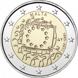 2 евро Мальта. 30 лет флагу Европейского союза. 2015 год