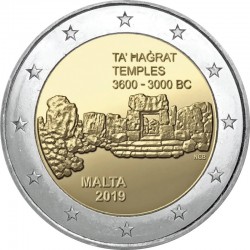 2 евро Мальта. Та' Хаҗ гыйбадәтханә. 2019 ел