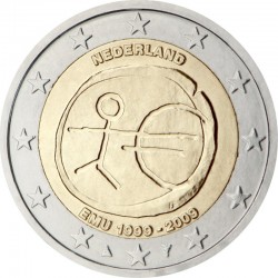 2 евро Нидерланды. 10 лет Экономическому и валютному союзу. 2009 год