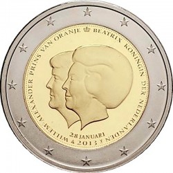 2 евро Нидерланды.Королева Беатрикс и принц Оранский Виллем-Александ. 2013 г