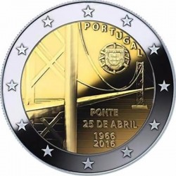 2 евро Португалия. 50-летие моста имени 25 апреля. 2016 год