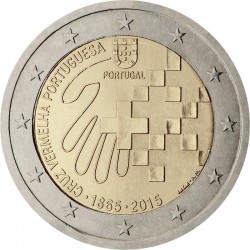 2 евро Португалия. 150 лет Красному Кресту Португалии. 2015 год