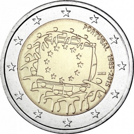 2 евро Португалия. 30 лет флагу Европейского союза. 2015 год