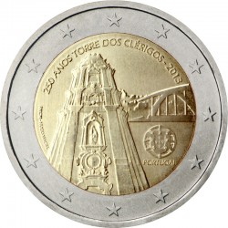2 евро Португалия. 250-летие возведения колокольни церкви Клеригуш. 2013 год