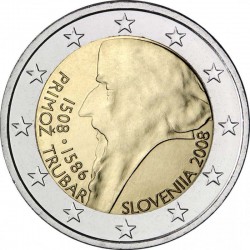 2 евро Словения. 2 евро Словения. Приможа Трубара тууына 500 ел. 2008 ел