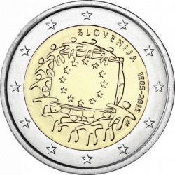 2 евро Словения. 30 ел Европа Союзы флагына. 2015 ел
