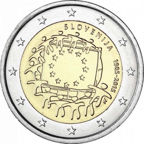 2 евро Словения. 30 ел Европа Союзы флагына. 2015 ел
