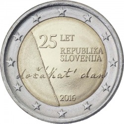 2 евро Словения. 25-летие независимости Словении. 2016 год