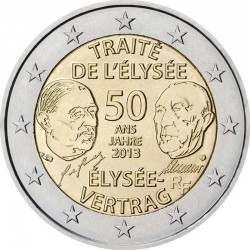 2 евро Франция. 50 лет франко-германскому договору о дружбе и сотрудничестве. 2013 год