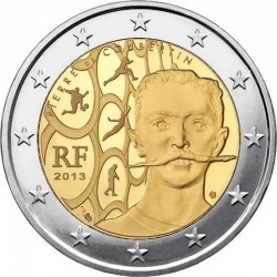 2 евро Франция. 150 лет со дня рождения Пьера де Кубертена. 2013 год