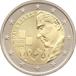 2 евро Эстония. 100 лет со дня рождения Пауля Кереса. 2016 год