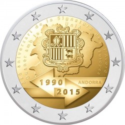 2 евро Андорра. 25-ие подписания таможенного соглашения с Евросоюзом. 2015 год