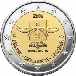2 евро Бельгия. 60 лет Декларации прав человека. 2008 год