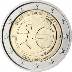 2 евро Бельгия. 10 лет Экономическому и валютному союзу. 2009 год