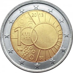 2 евро Бельгия. 100-ие Королевского метеорологического института Бельгии. 2013 год