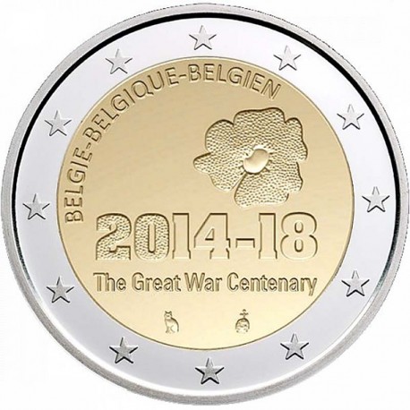2 евро Бельгия. Беренче бөтендөнья сугышы башланган коненнэн 100 ел. 2014 ел