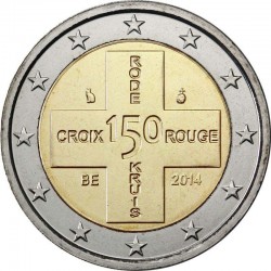 2 евро Бельгия. 150 лет Красному Кресту Бельгии. 2014 год