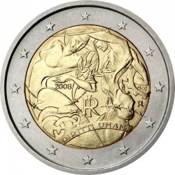 2 евро Италия. 60-летие принятия Всеобщей декларации прав человека. 2008 год