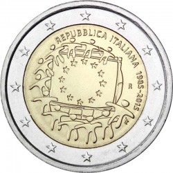 2 евро Италия. 30 лет флагу Европейского союза. 2015 год