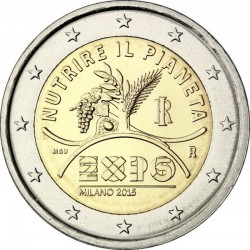 2 евро Италия. Expo 2015 в Милане. 2015 год