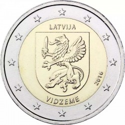 2 евро Латвия. Историческая область Видземе. 2016 год