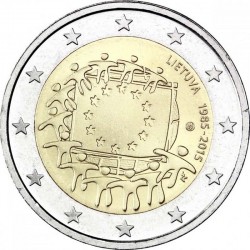 2 евро Литва. 30 ел Европа Союзы флагына. 2015 ел