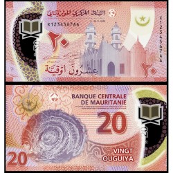 Банкнота 20 угий Мавритания. Пластик. 2020 год