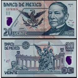 Банкнота 20 песо Мексика. 2003 год. ПЛАСТИК
