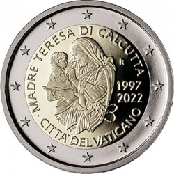 2 евро Ватикан. 25 лет со дня смерти Матери Терезы. 2022 год