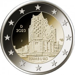 2 евро Германия. Гамбург (Эльба филармониясе). 2023 ел