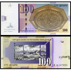 Банкнота 100 денари Македония. 2022 год